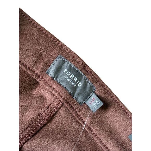 NEW Torrid Perfect Skinny Faux Leather Mid Rise Pants size 14 Brown Root Beer - Picture 8 of 12